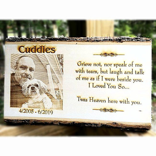 Wooden Engraved Pet Memorial Photo Plaque is personalized just for you with your special pet photo etched. 