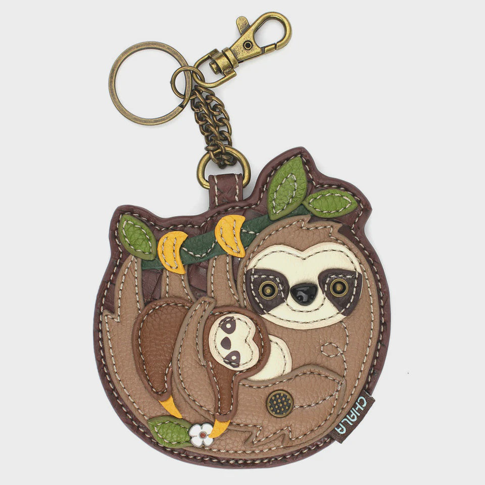 CHALA Sloth Family Keyfob, Coin Purse, Purse Charm